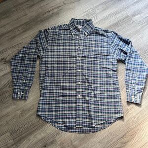 Brooks Brothers Madison Supima Cotton Checked Casual Button Down Shirt Medium M